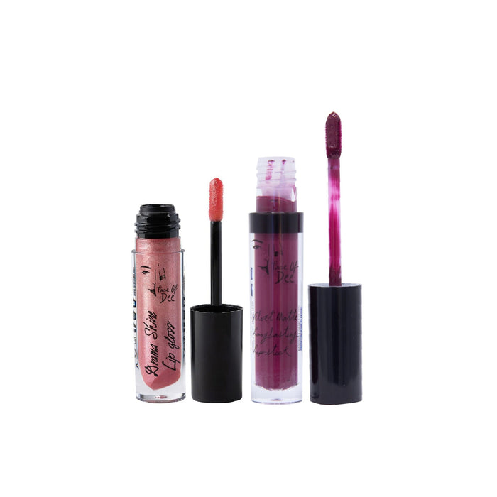 Drama Shine Lipgloss + Velvet Matte Long-lasting Lipstick - (Combo Pack Offer) - Face Of Dee