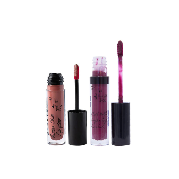 Drama Shine Lipgloss + Velvet Matte Long-lasting Lipstick - (Combo Pack Offer) - Face Of Dee
