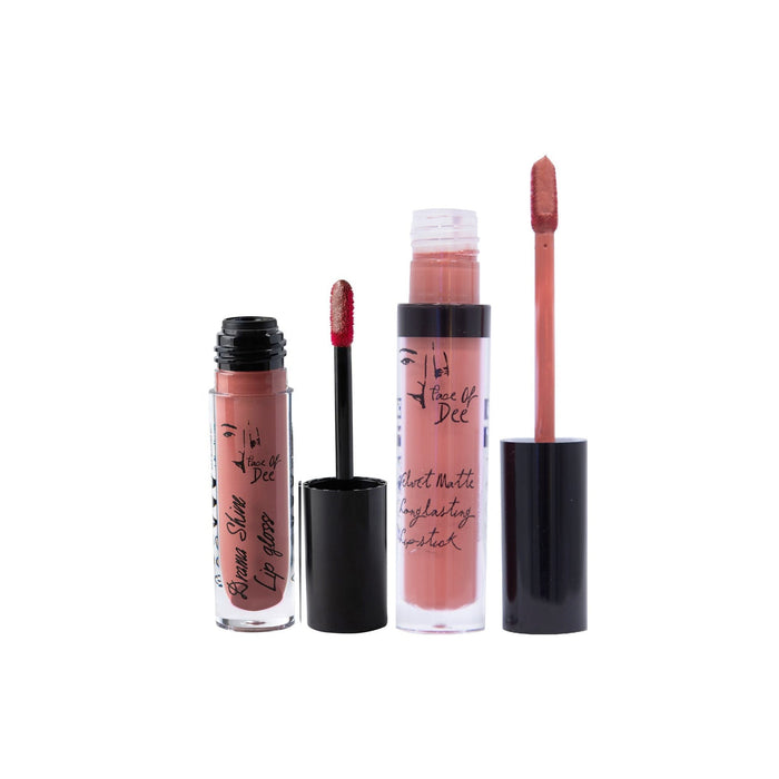 Drama Shine Lipgloss + Velvet Matte Long-lasting Lipstick - (Combo Pack Offer) - Face Of Dee