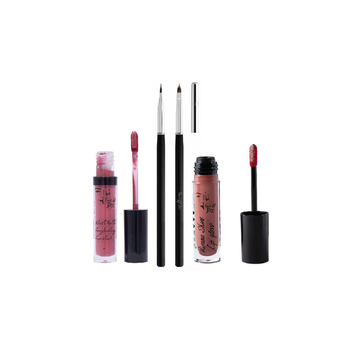 Drama Shine Lipgloss + Velvet Matte Long-lasting Lipstick + Tip & Blend Perfect Lips Brush - (Combo Pack Offer) - Face Of Dee